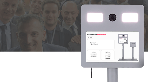backoffice borne photo selfie avec une photo en fond